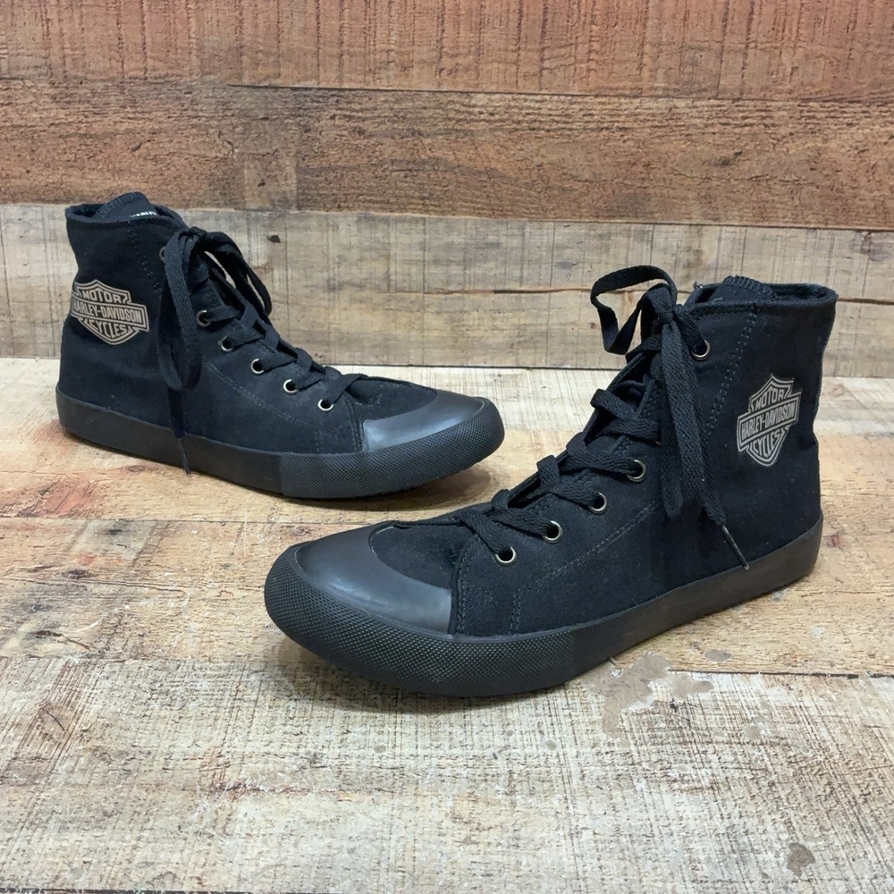 Harley-Davidson D93810 Shoes Mens Size 9.5 42.5 Black Canvas High Top Sneaker